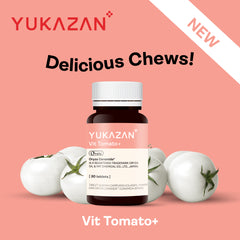 Yukazan Vit Tomato+ Brightening Supplement - Collagen, White Tomato, Oryza Ceramide Chewable Tablet - Oral Sunblock (30's)