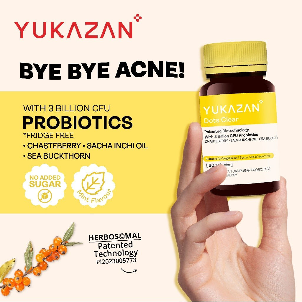 Yukazan Dots Clear 10's Chewable Supplement Reduce Acne / Lighten Scars / Anti Acne / Skin Clarity