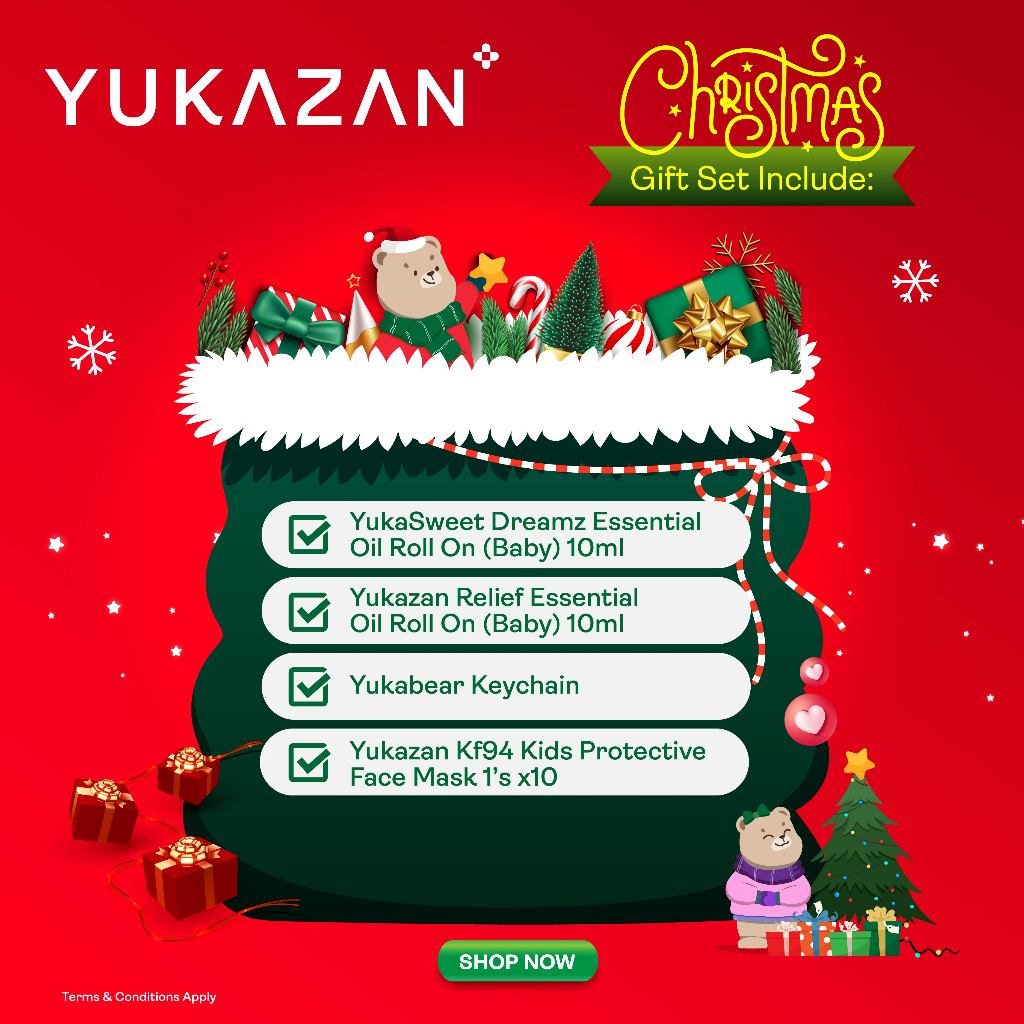 Yukazan Festive Christmas Gift Set Bundle 4 Essential Oil Roll On Relief & Sweet Dream