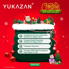 Yukazan Festive Christmas Gift Set Bundle 4 Essential Oil Roll On Relief & Sweet Dream