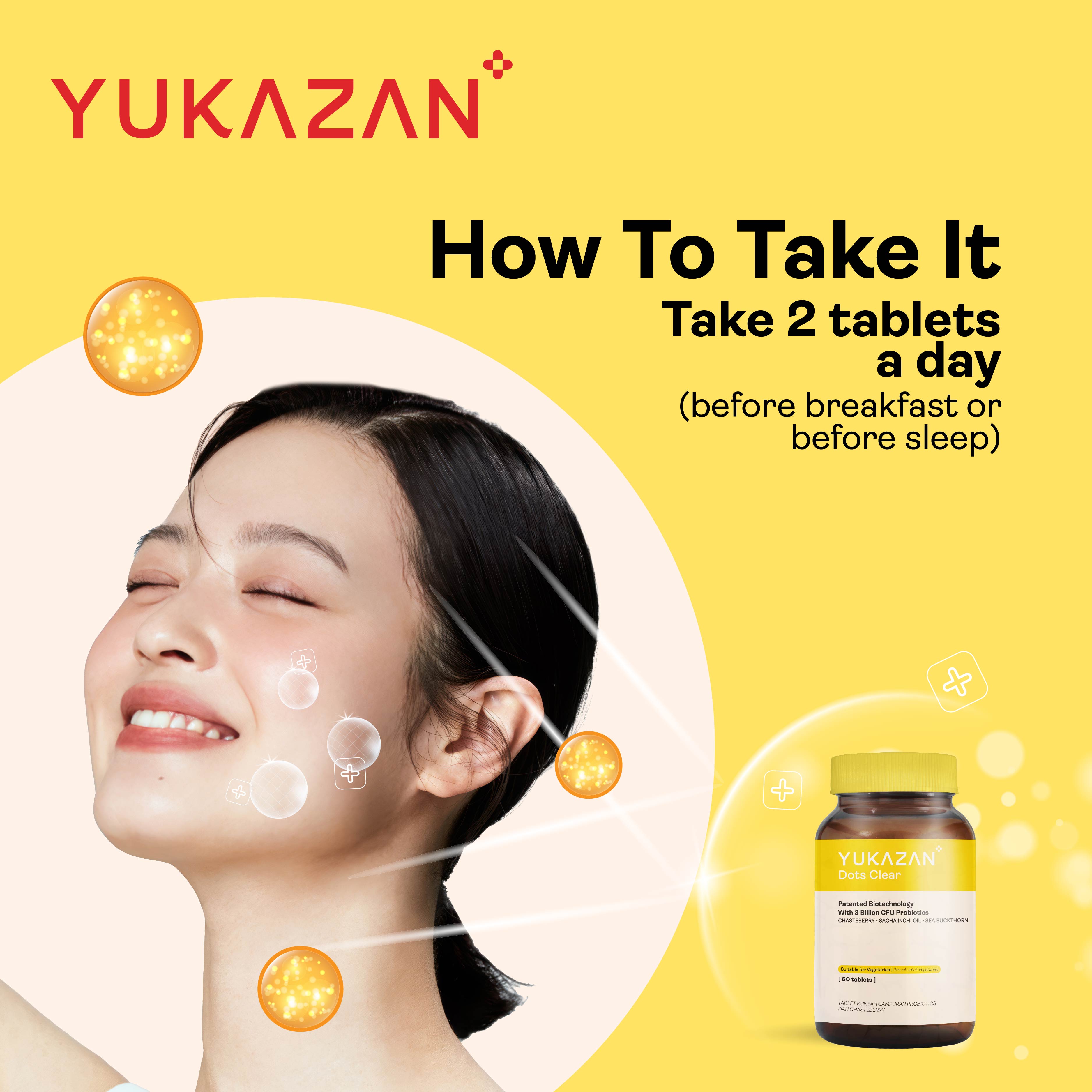 Yukazan Dots Clear 60's Chewable Supplement Reduce Acne / Lighten Scars / Anti Acne / Skin Clarity