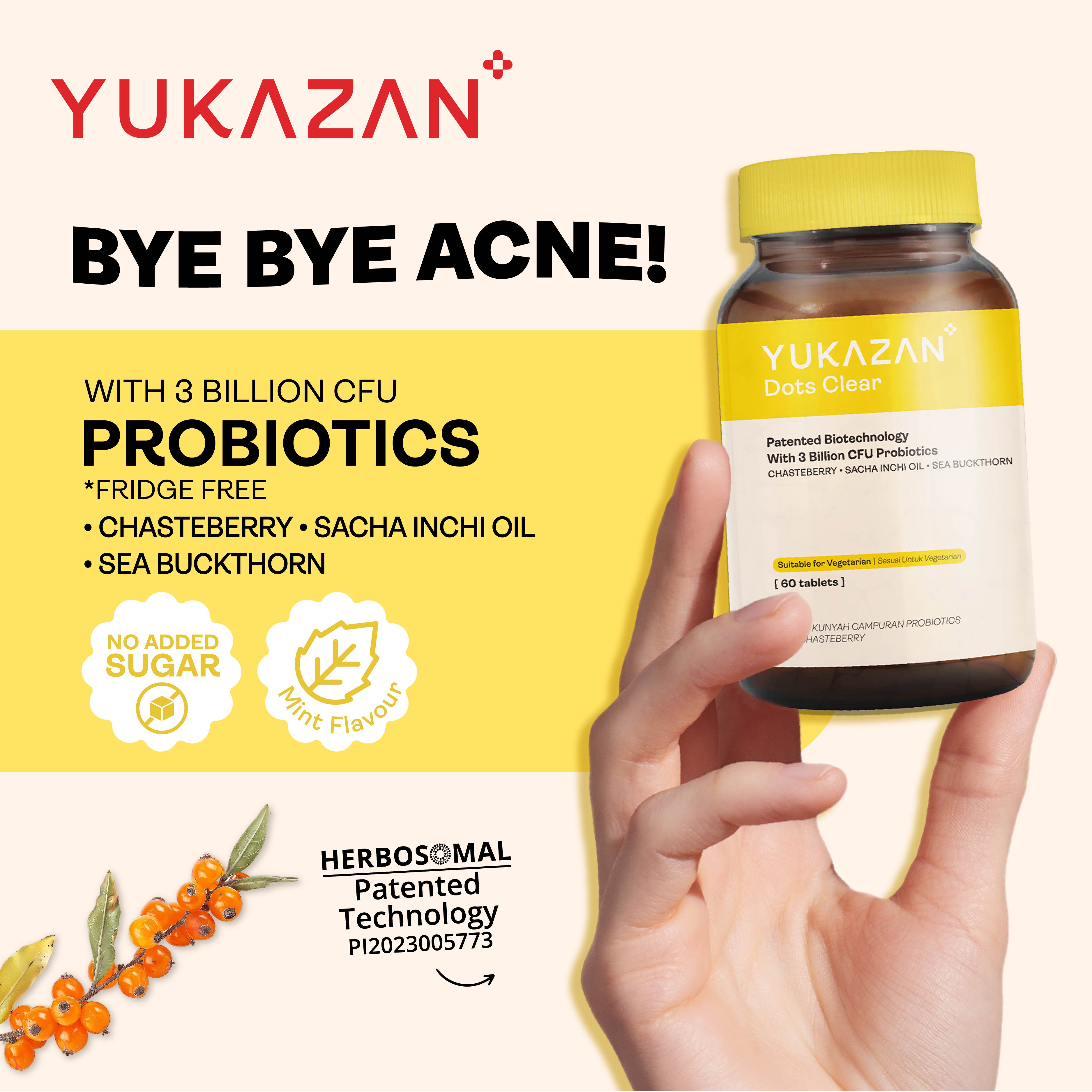 Yukazan Dots Clear 60's Chewable Supplement Reduce Acne / Lighten Scars / Anti Acne / Skin Clarity