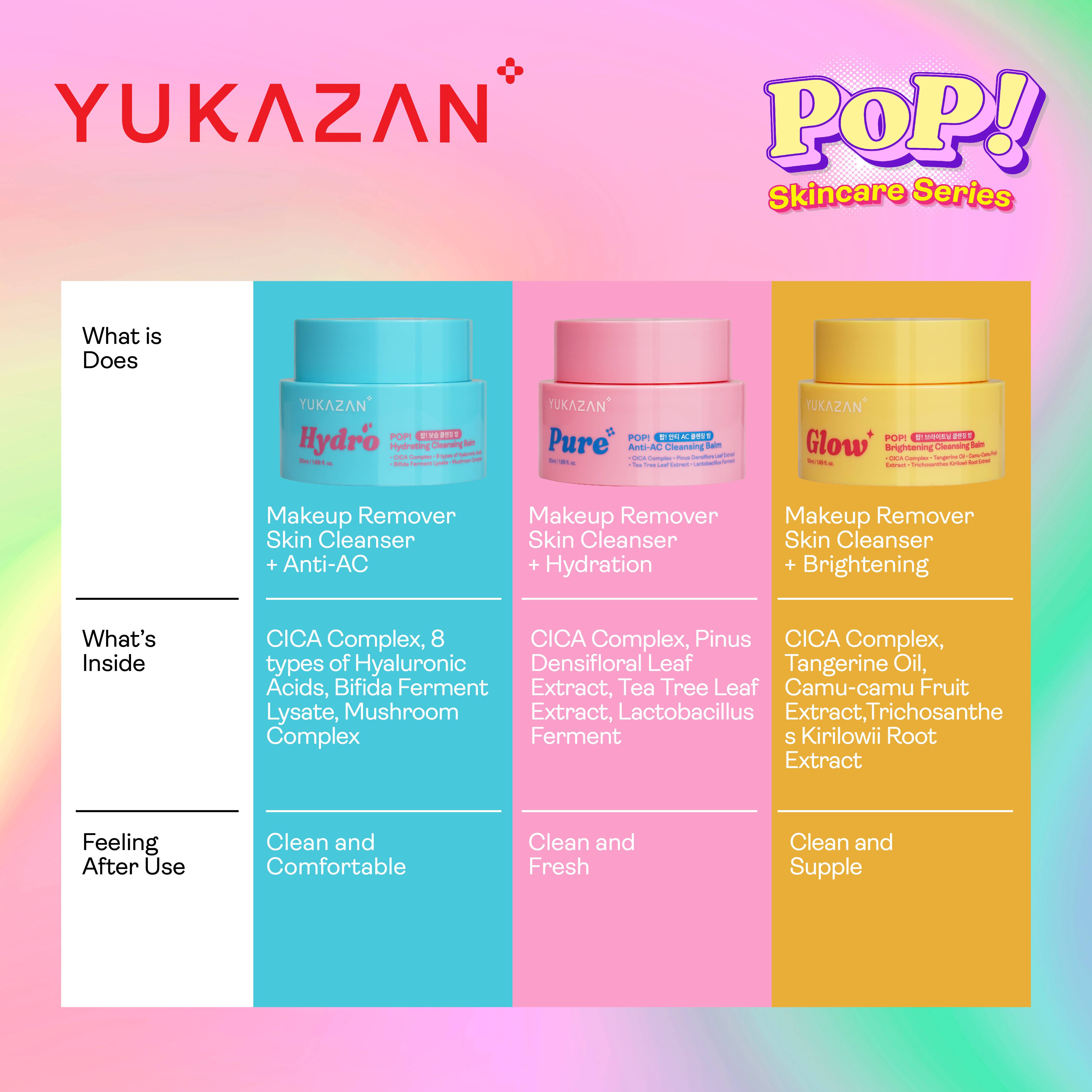 Yukazan POP! Hydro Hydrating Moisturizing Cleansing Balm Make Up Remover 50ml / Remove Waterproof Make Up / Cleanser