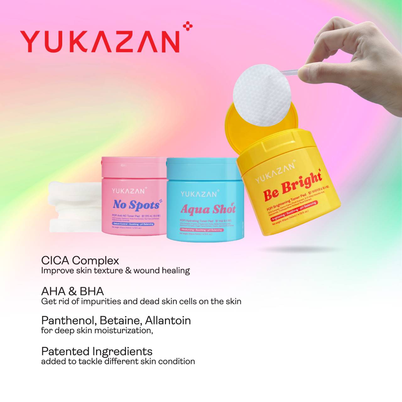 Yukazan POP! Aqua Shot Hydrating Toner Pad 60's - Soothing, Moisturizing, pH Balancing - Skincare, Face