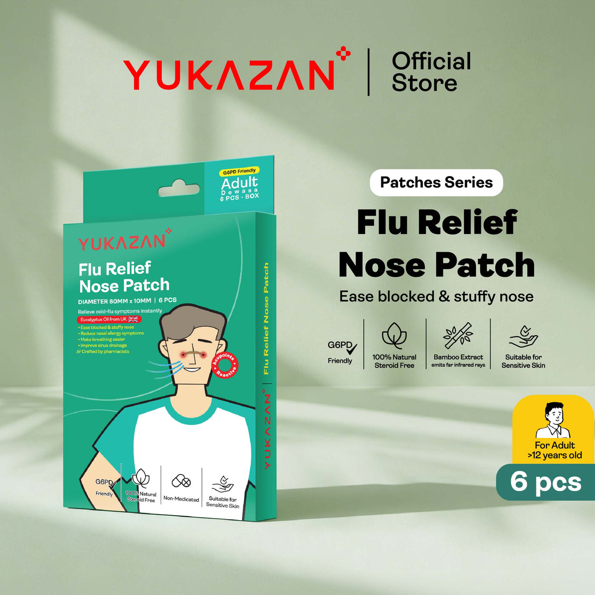 Yukazan Adult Flu Relief Nose Patch 6'S