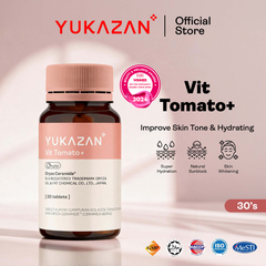 Yukazan Vit Tomato+ Brightening Supplement - Collagen, White Tomato, Oryza Ceramide Chewable Tablet - Oral Sunblock (30's)