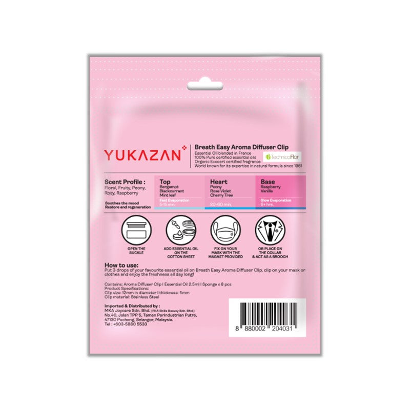 Yukazan Breath Easy Aroma Diffuser Clip (Pink Peony) - Yukazan Official Store